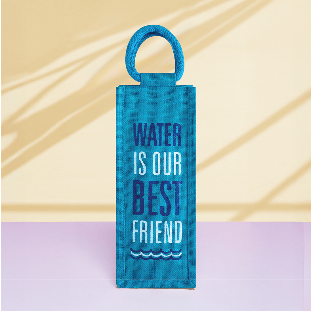 Water is our best friend jute bottle bag