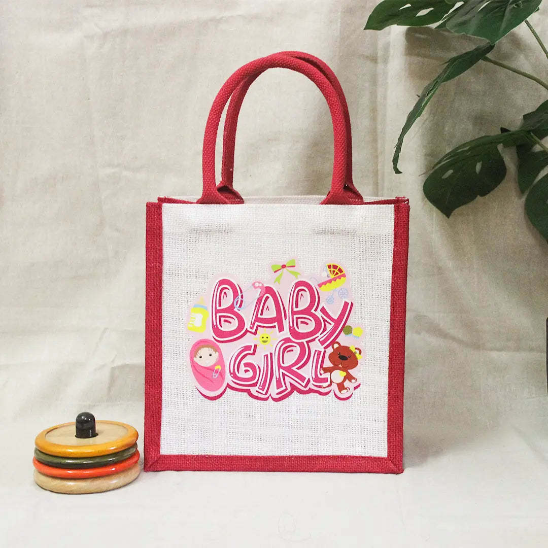 Baby Girl Jute Gift bag