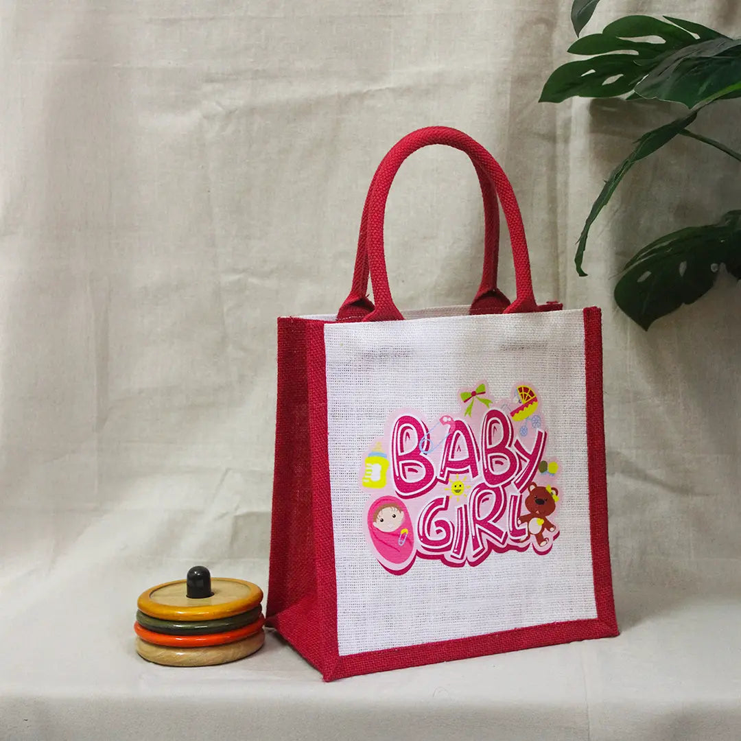 Baby Girl Jute Gift bag