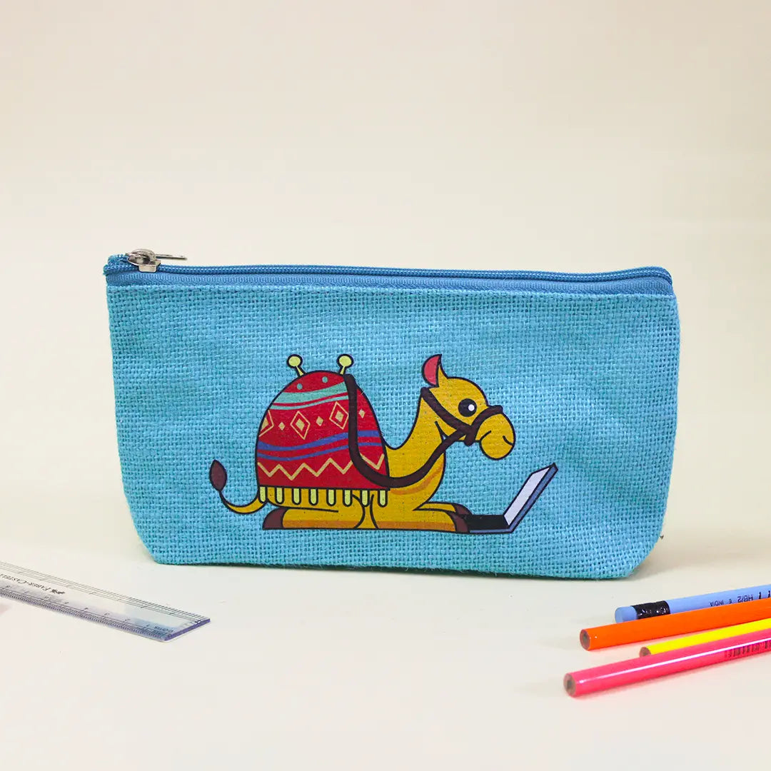 Camel Buddy Jute Pencil Pouch