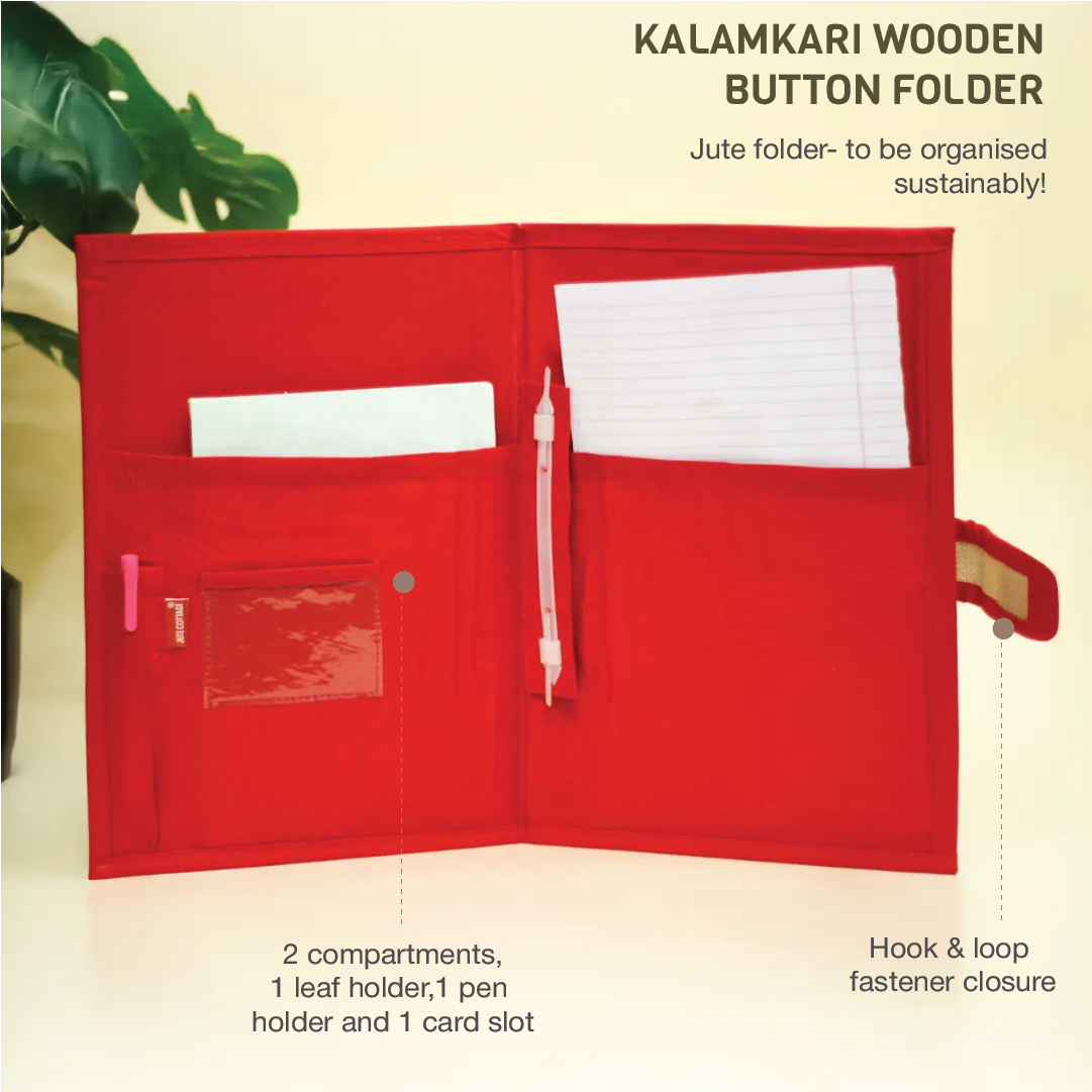 Kalamkari Wooden Button Folder