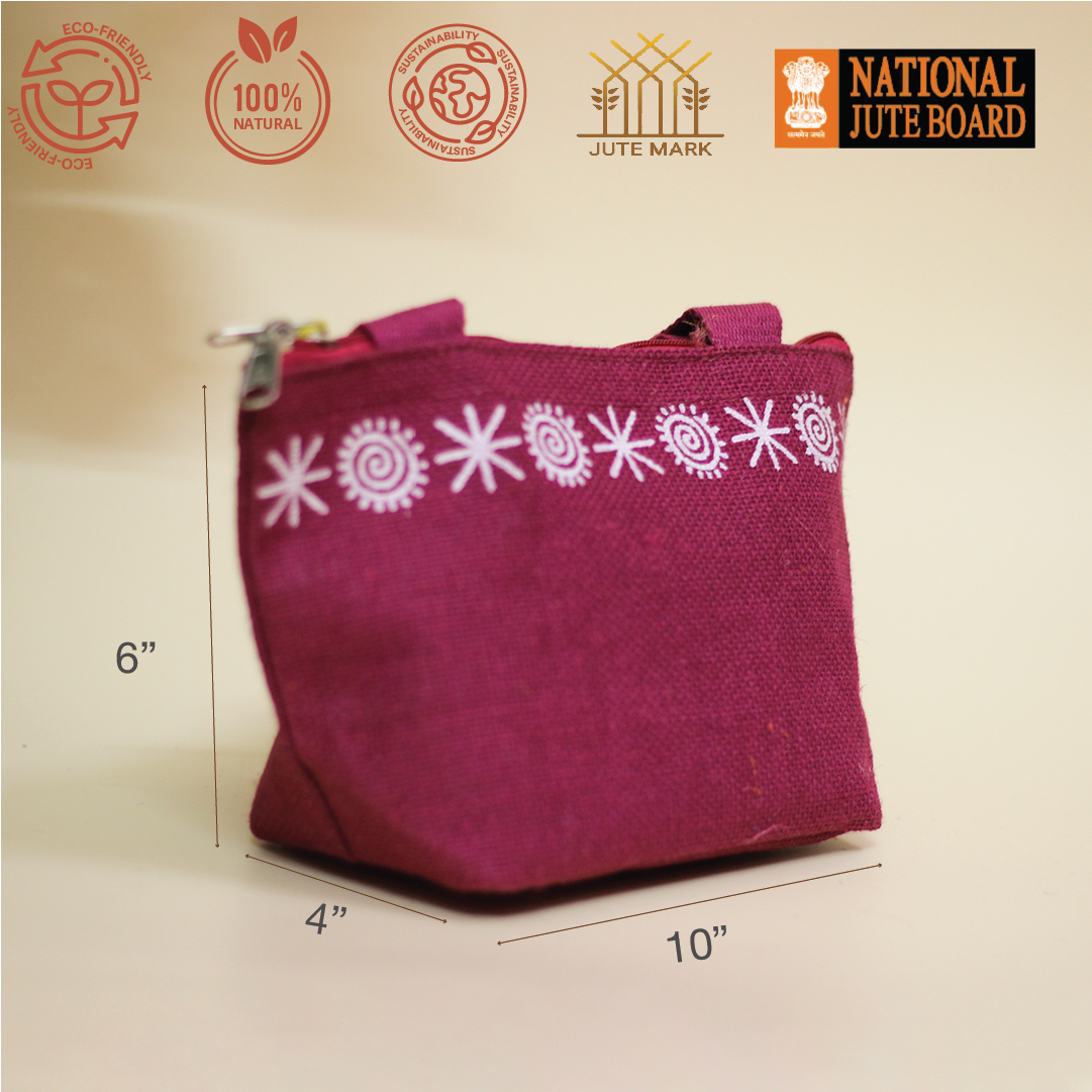 Star print Mini Wristlet jute bag(D-lock)