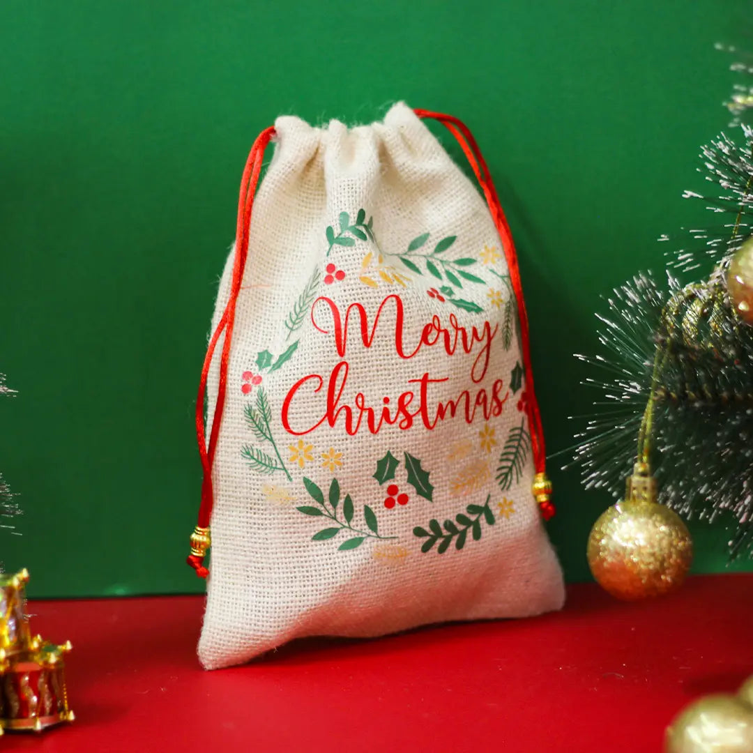 Merry Christmas Wreath String pouch