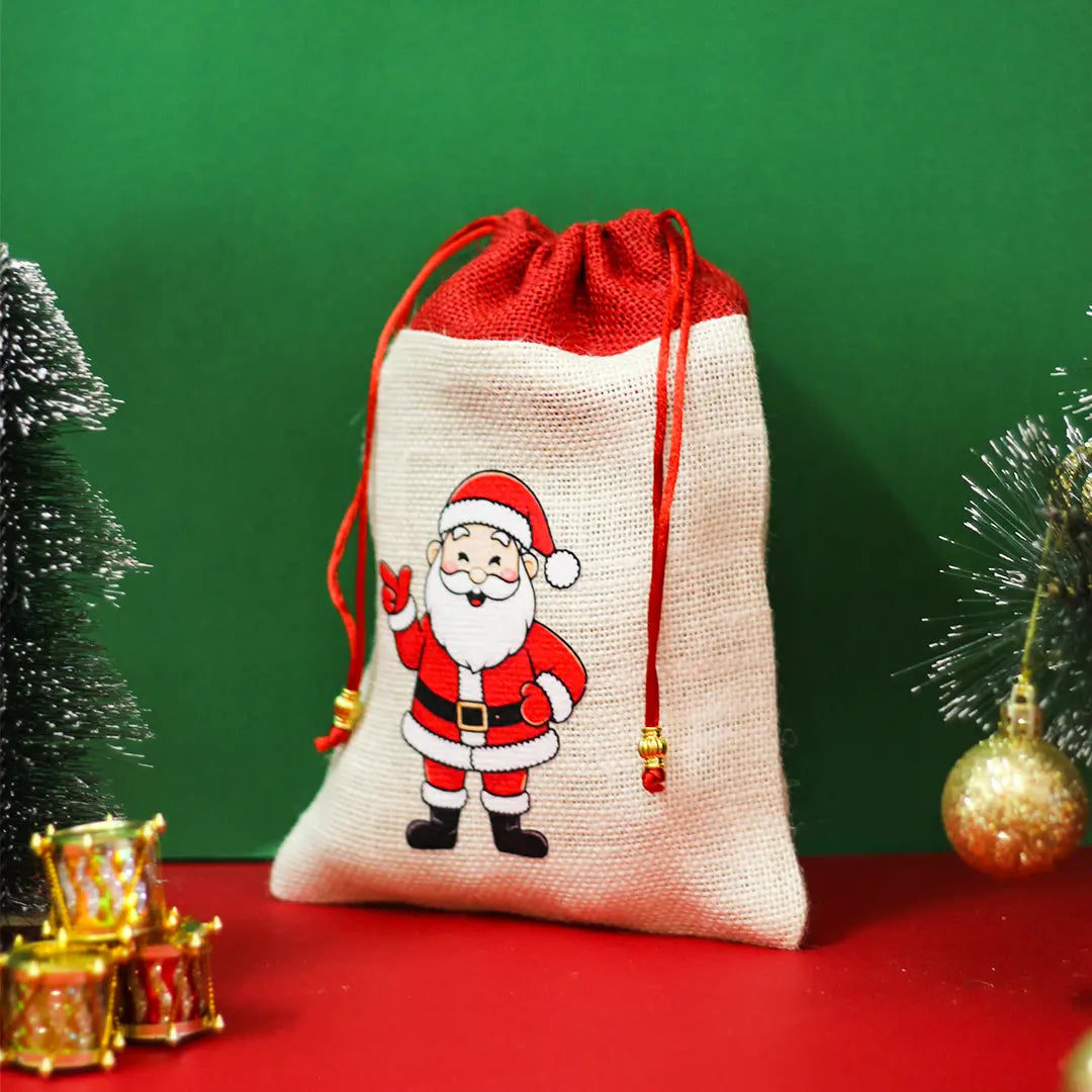 Santa Claus Christmas string pouch