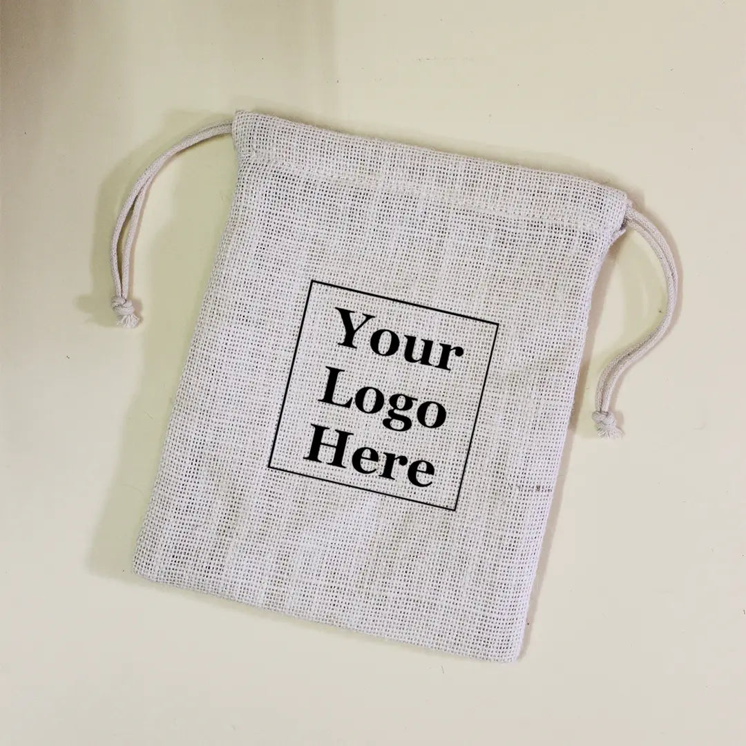 Plain White Jute Pouch (Medium)- Pack of 100
