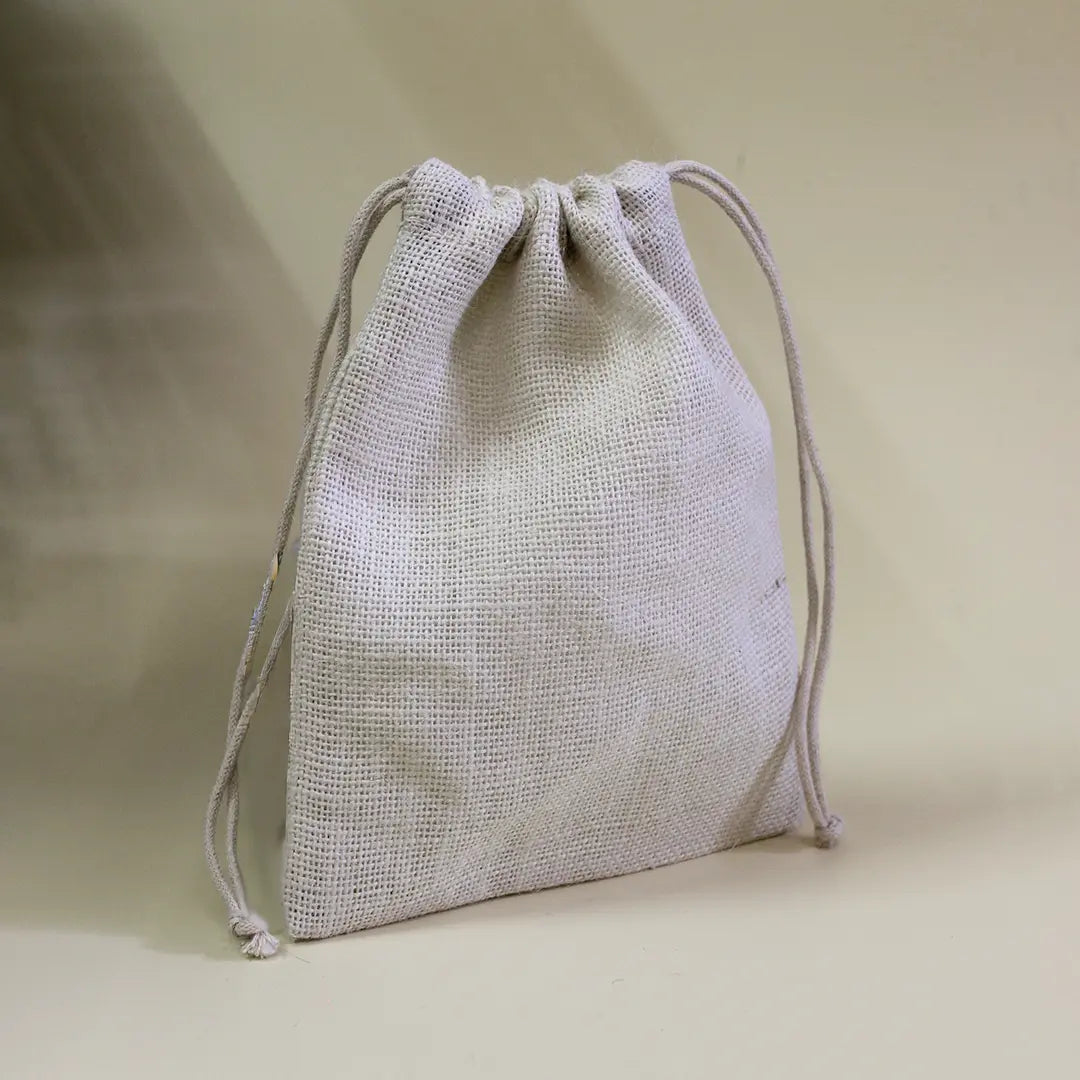 Plain White Jute Pouch (Medium)- Pack of 100