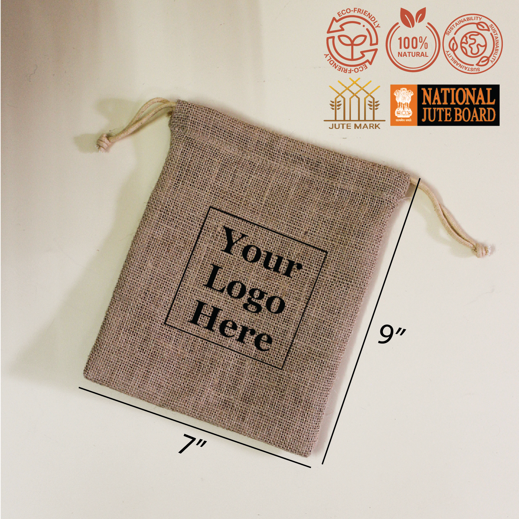 Plain Natural Jute Pouch (Medium)- Pack of 100