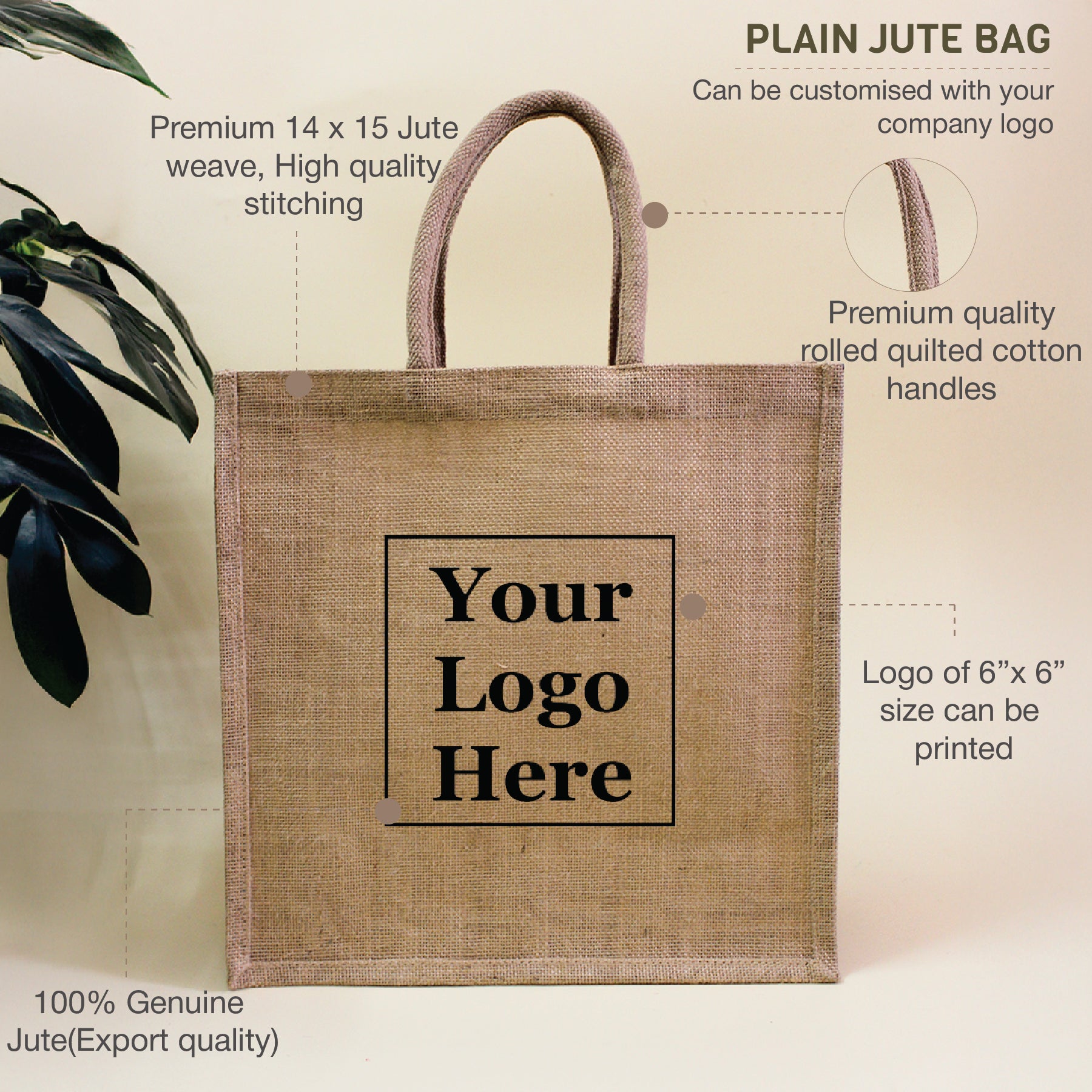 Plain Jute Bag (Large)-Pack of 50