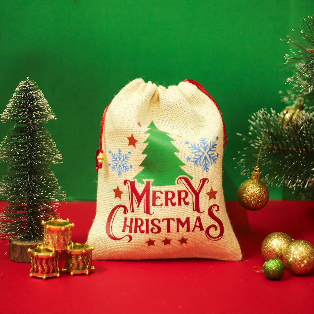 Merry Christmas Tree string pouch