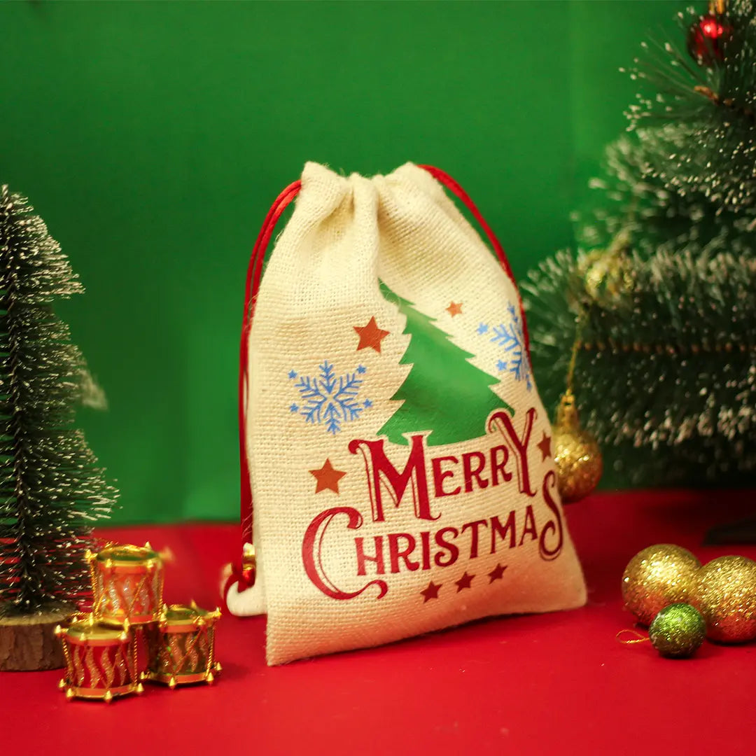 Merry Christmas Tree string pouch