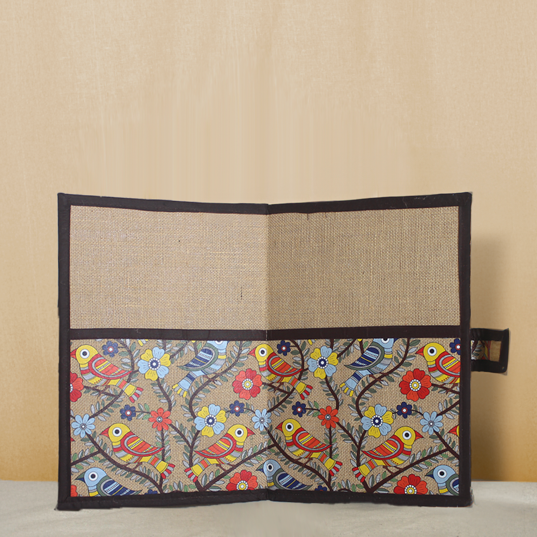 Madhubani Bird pocket Jute folder