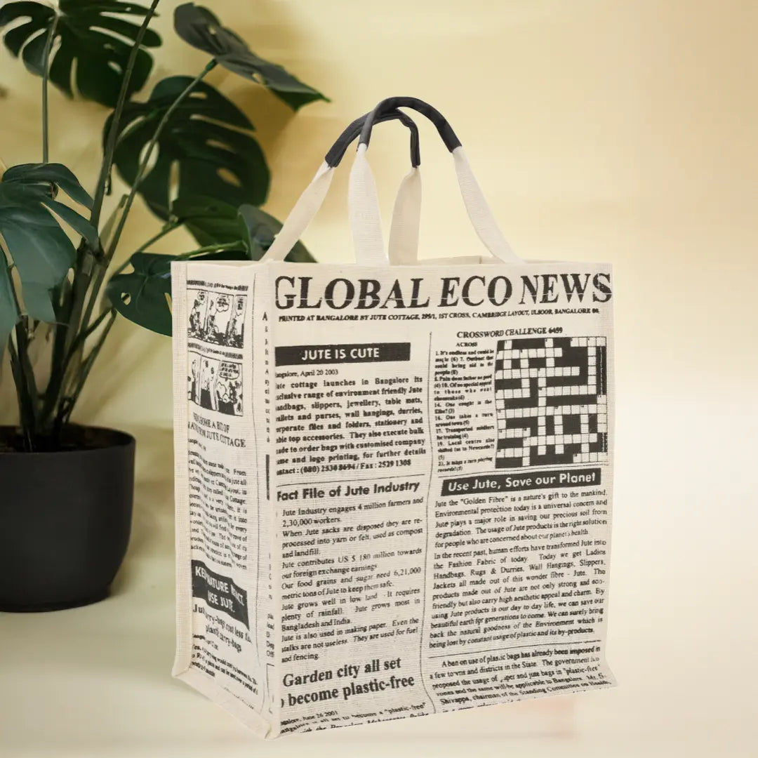 Global Newspaper print Shopping bag