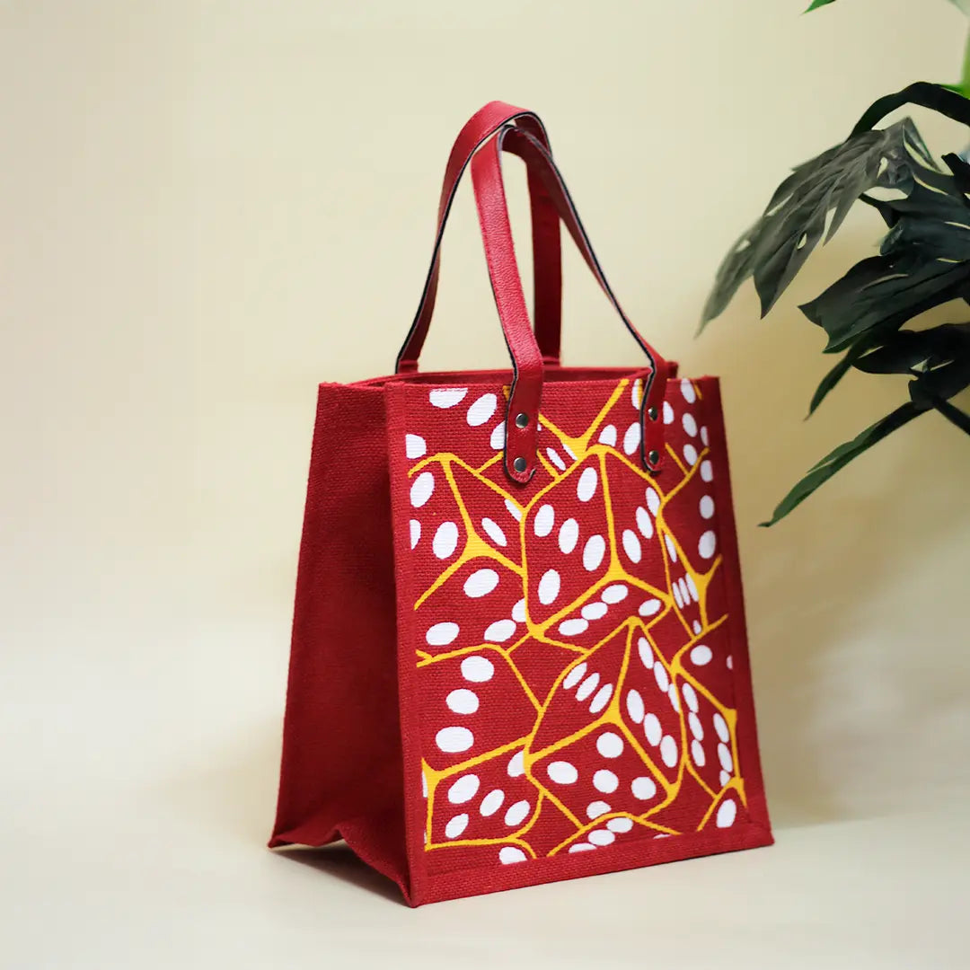 Dice Print Zipper Lunch Bag