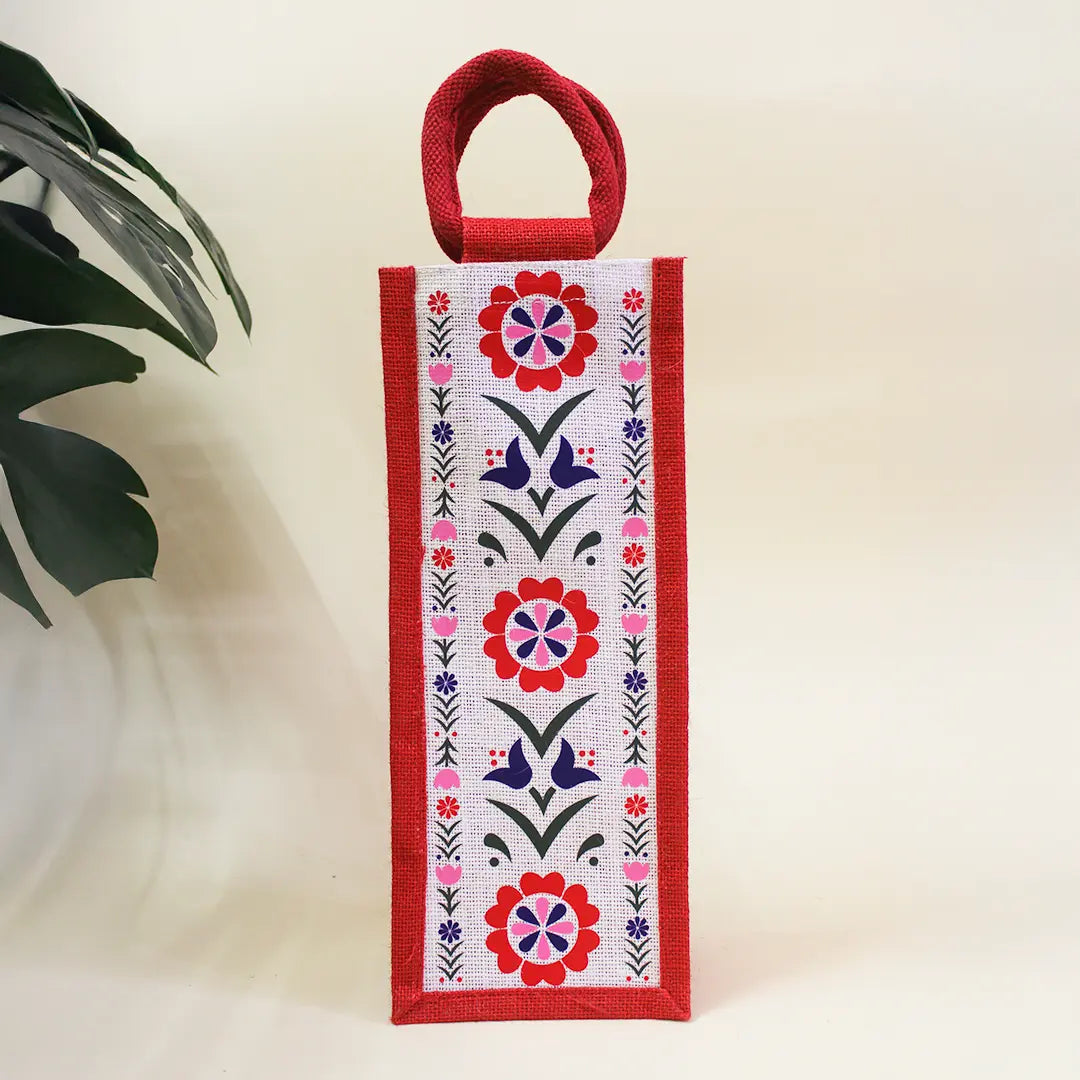 Geometric Floral Bottle Bag