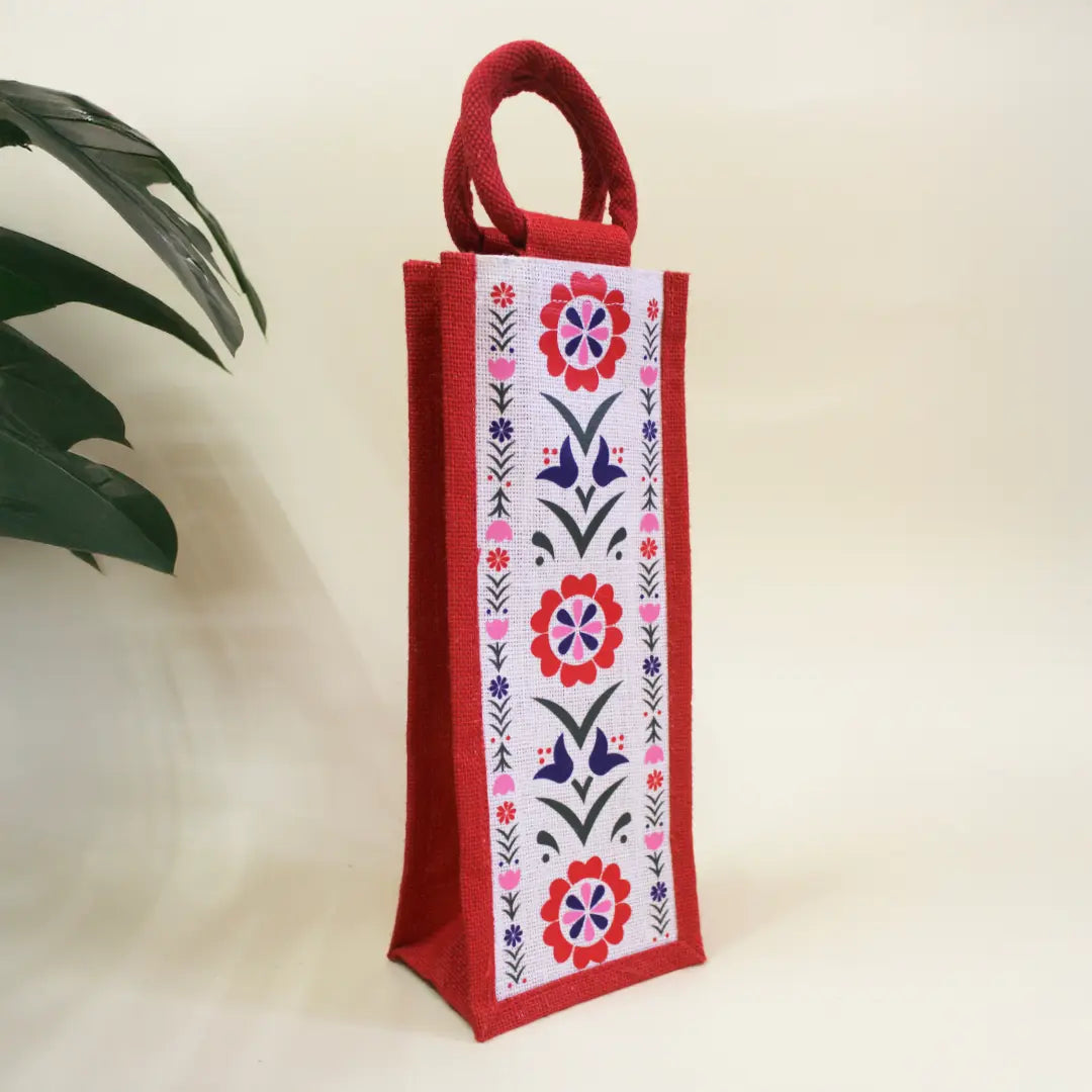 Geometric Floral Bottle Bag