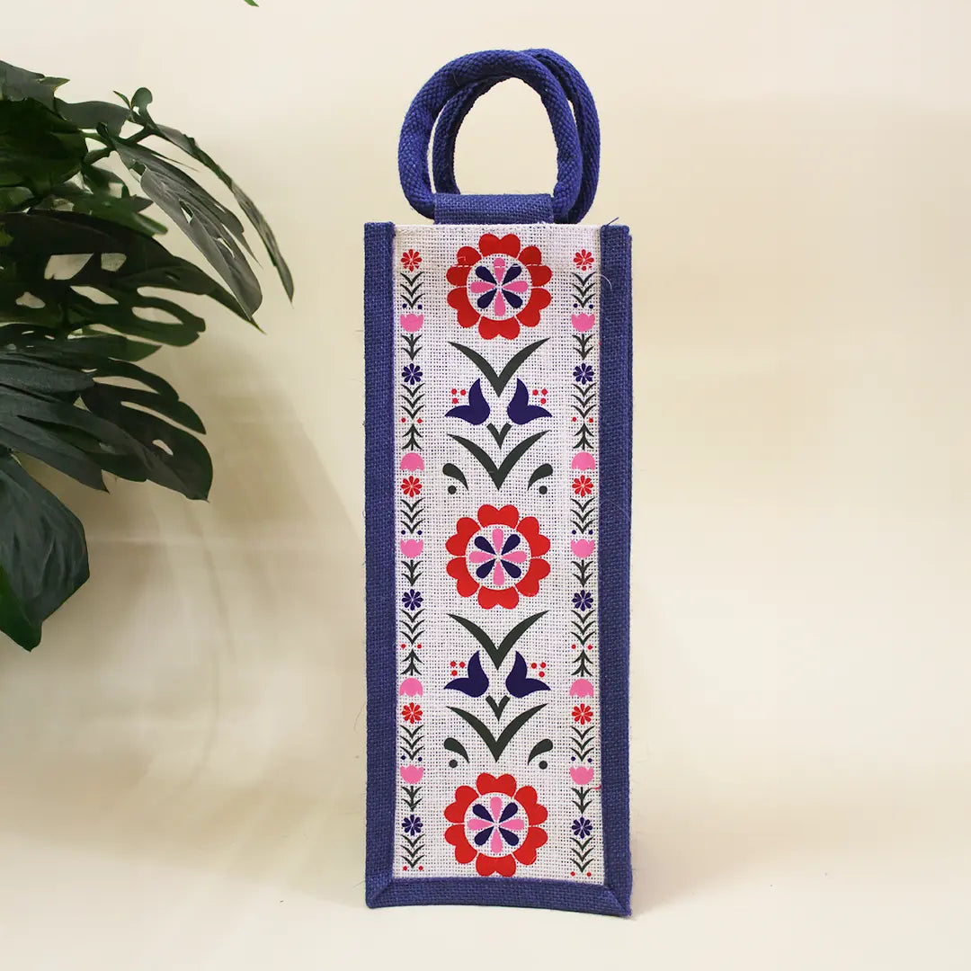 Geometric Floral Bottle Bag
