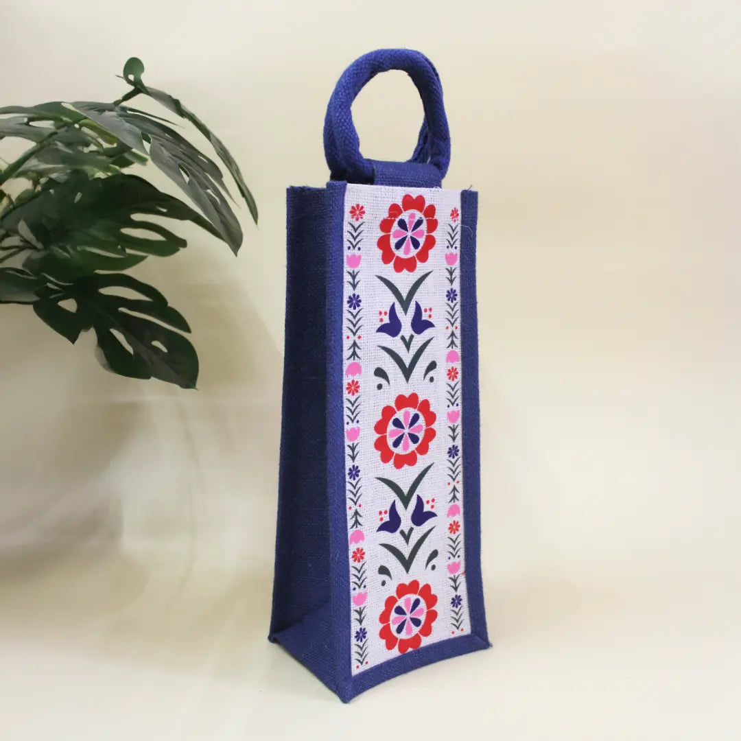 Geometric Floral Bottle Bag