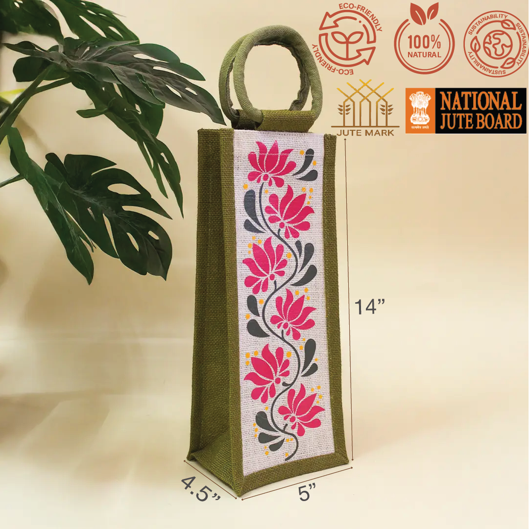Lotus print Bottle bag