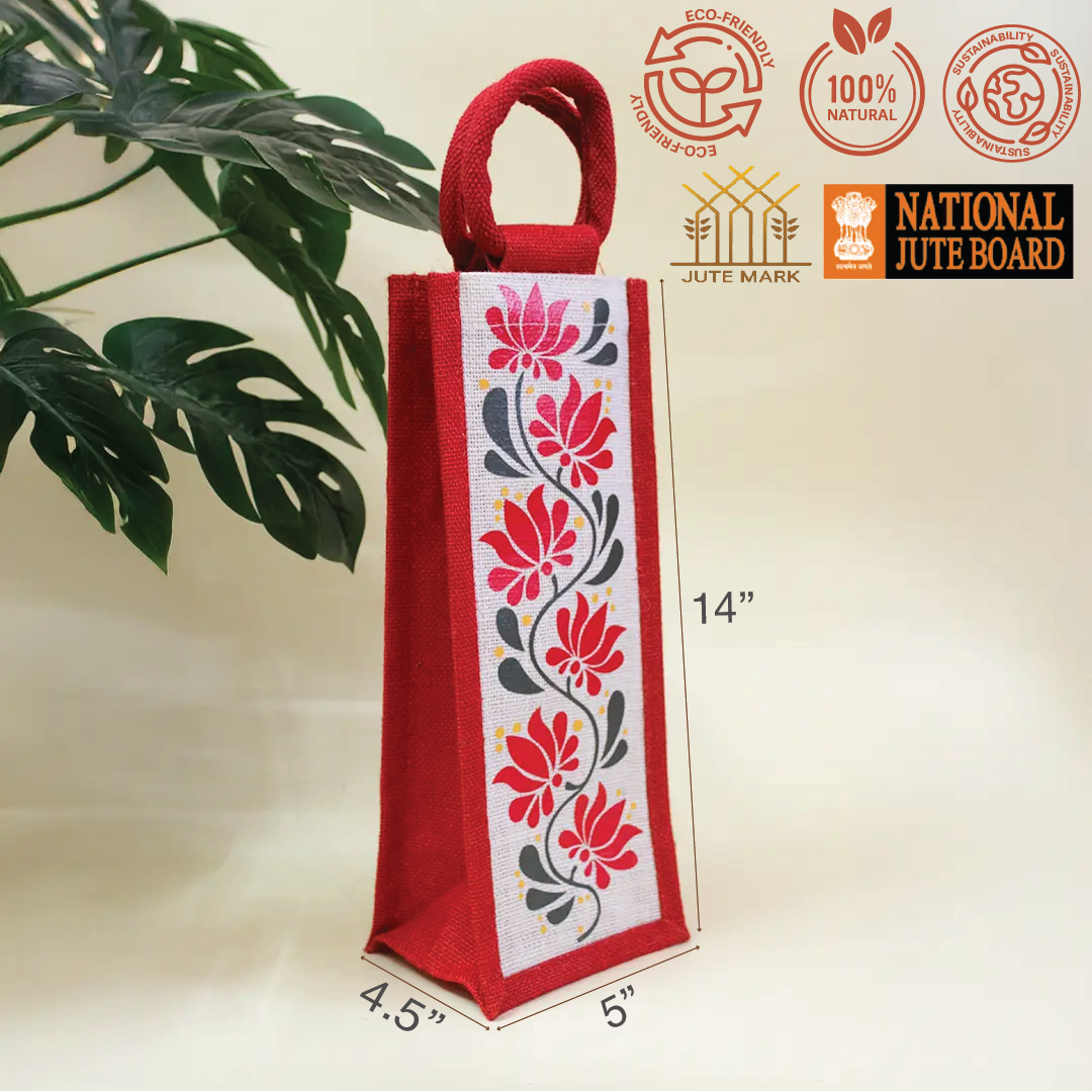 Lotus print Bottle bag