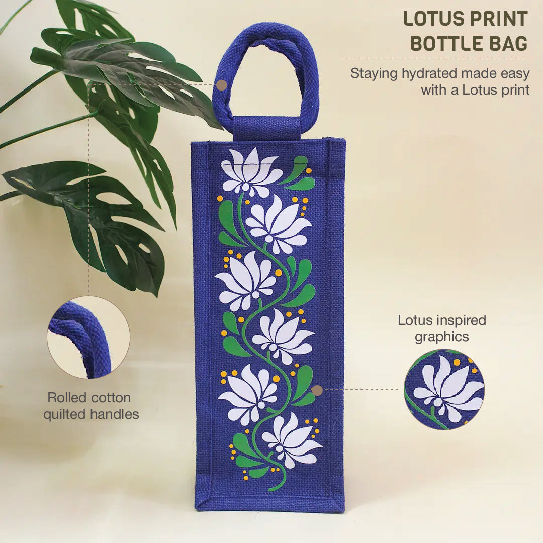 Lotus print Bottle bag