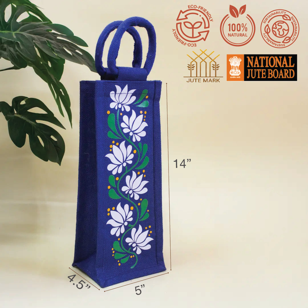 Lotus print Bottle bag
