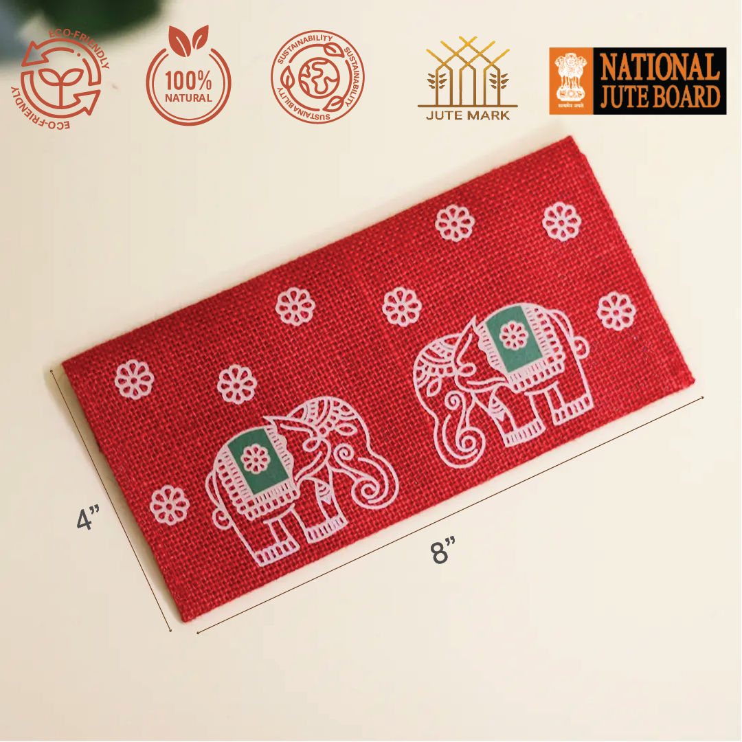 Elephant & Flower Jute Envelope(Pack of 3)