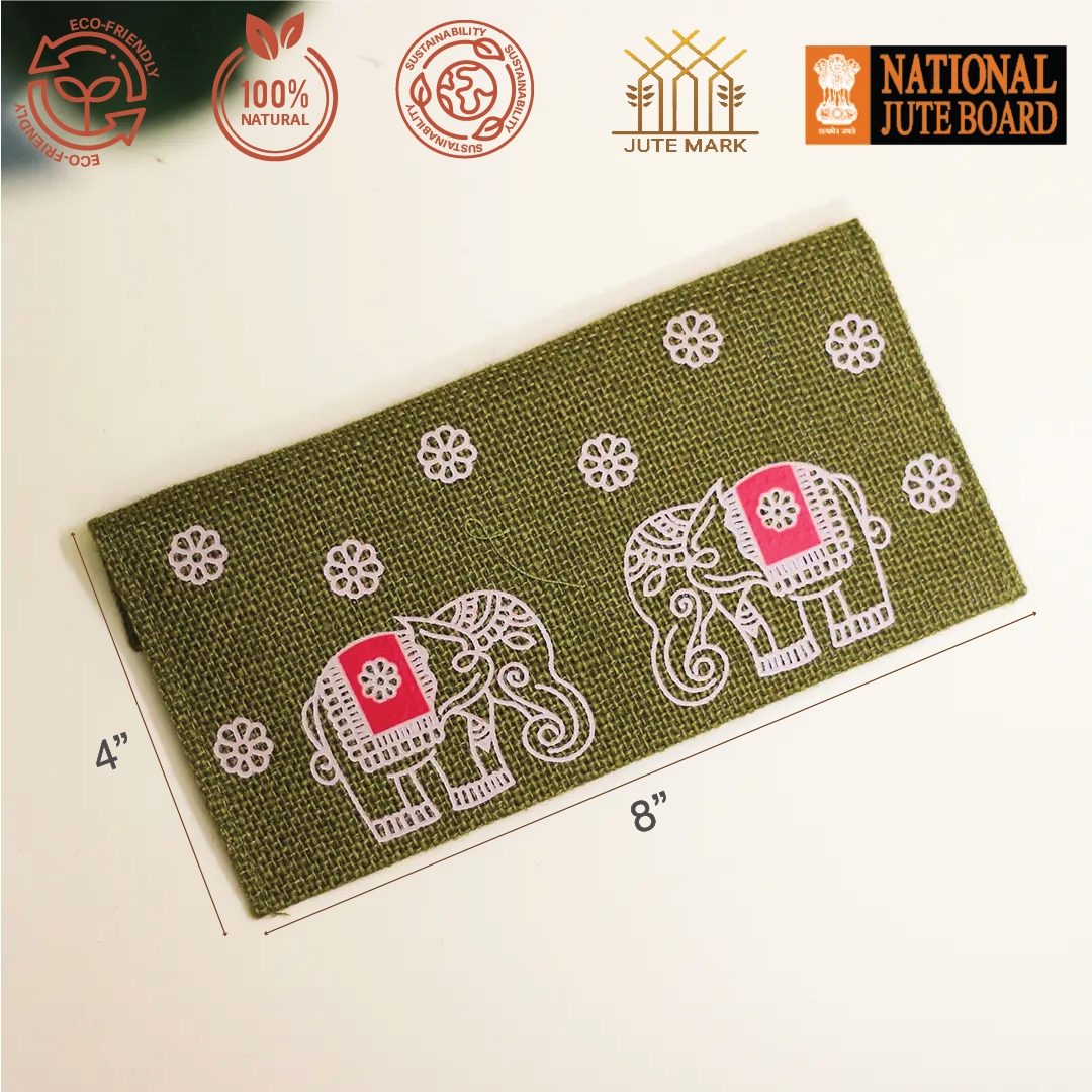 Elephant & Flower Jute Envelope(Pack of 3)