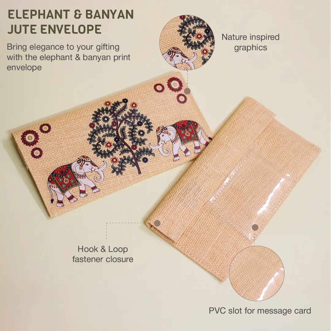 Elephant & Banyan Jute Envelope (Pack of 4)