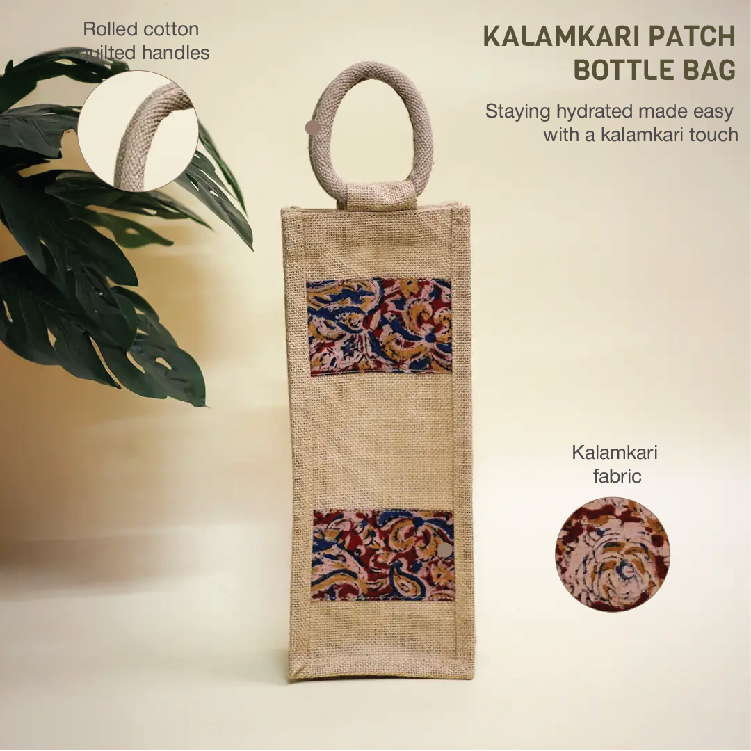 Double Kalamkari Bottle Bag