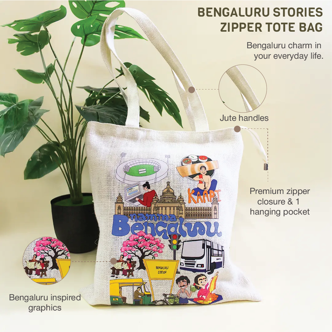Bengaluru Stories Zipper Tote Bag