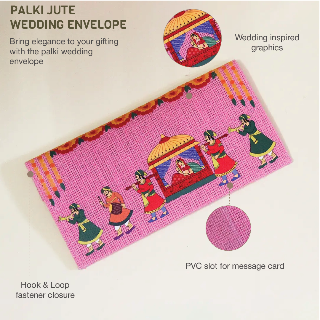 Palki Jute Wedding Envelope(Pack of 4)