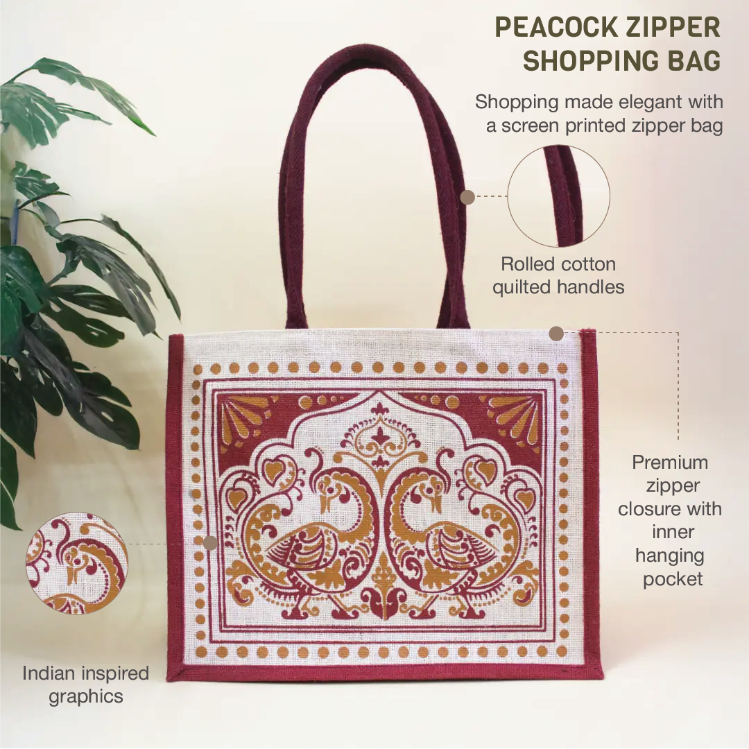 Peacock Zipper Shopping Bag