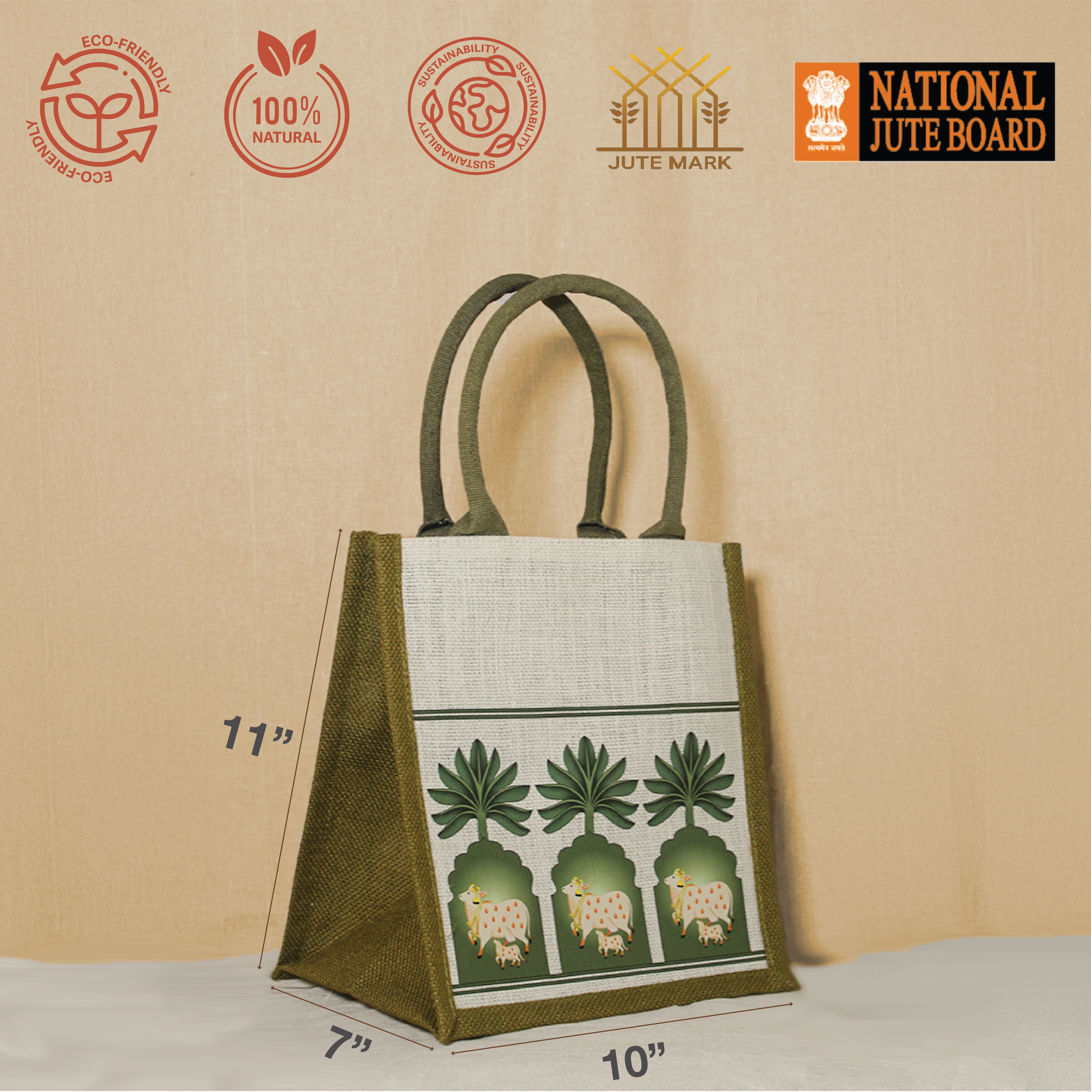 Pichwai Tree Jharokha Jute lunch bag