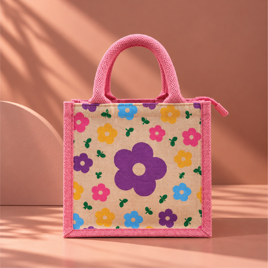 Bloom Pop Kids Jute Lunch Bag
