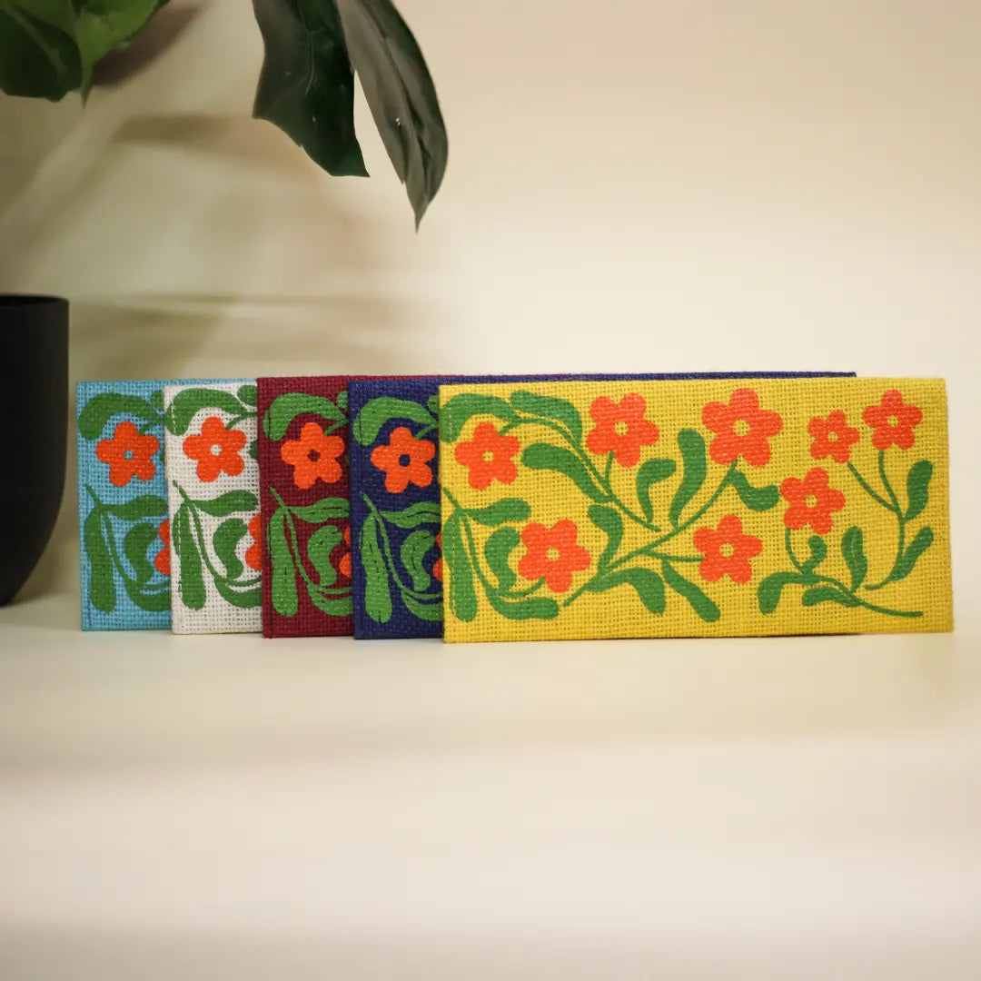 Floral print Jute Envelope(Pack of 5)