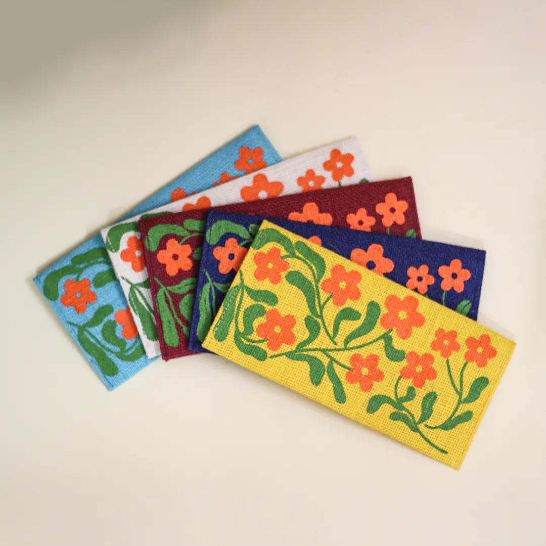 Floral print Jute Envelope(Pack of 5)