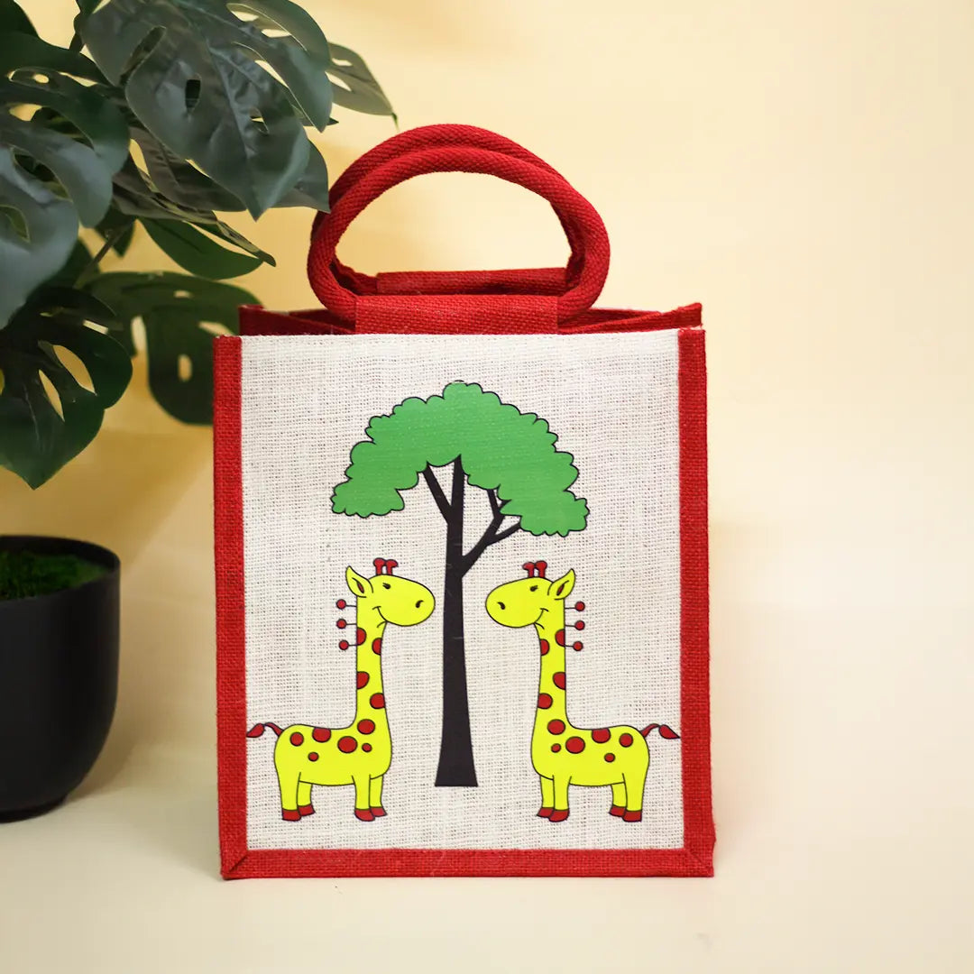 Giraffe Jute Lunch bag