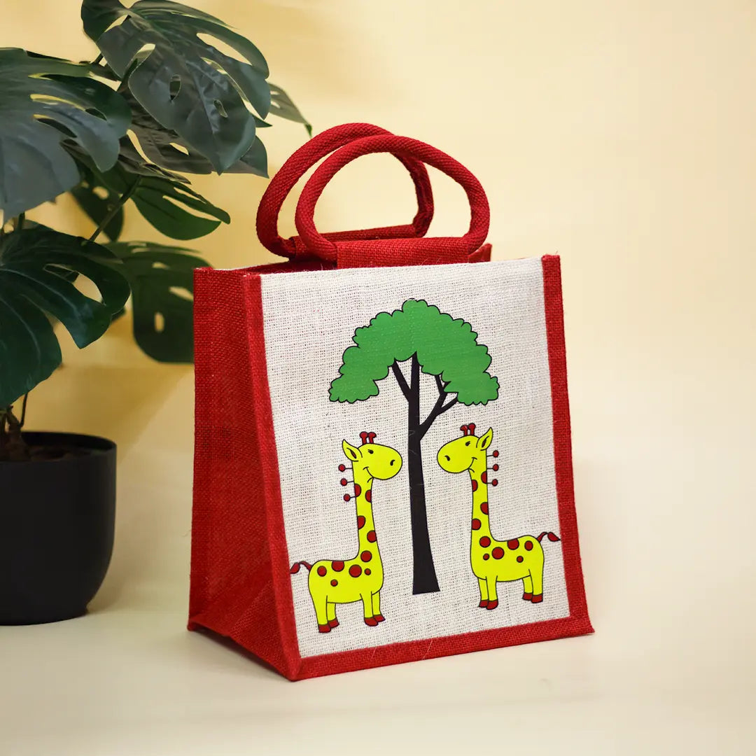 Giraffe Jute Lunch bag