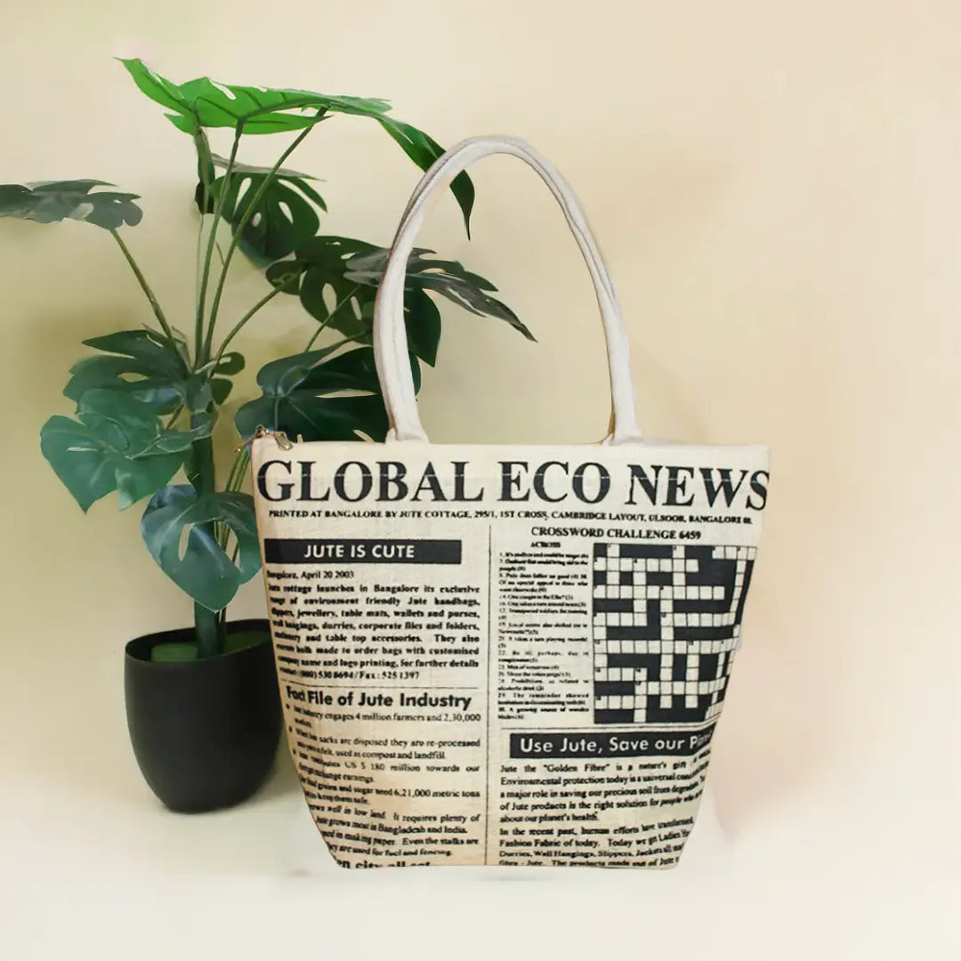 Global print Jute Bag Large