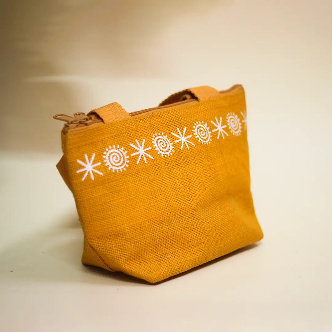 Star print Mini Wristlet jute bag(D-lock)