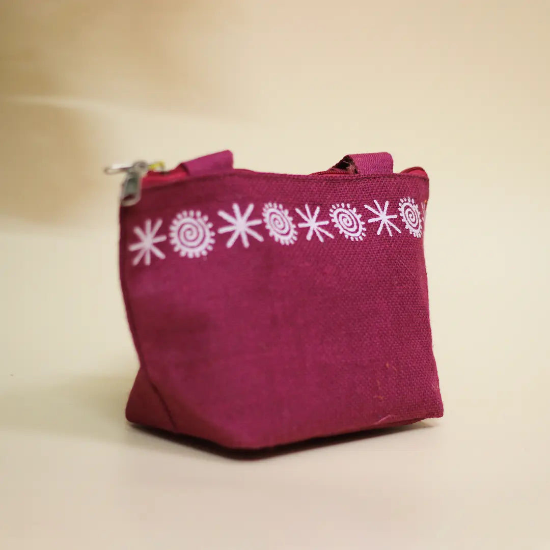 Star print Mini Wristlet jute bag(D-lock)