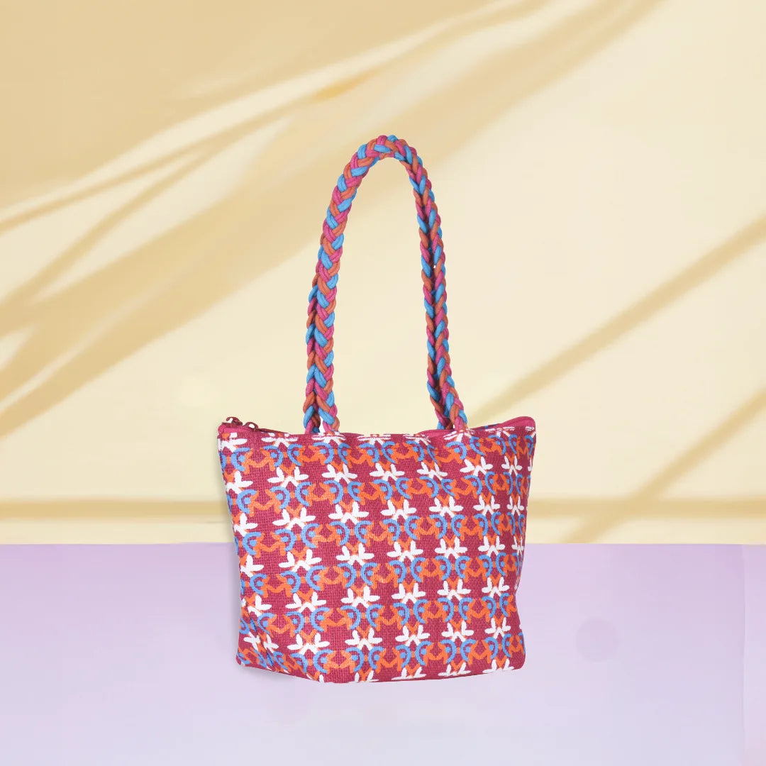 Mosaic Mini Wristlet jute bag Large(D-lock)