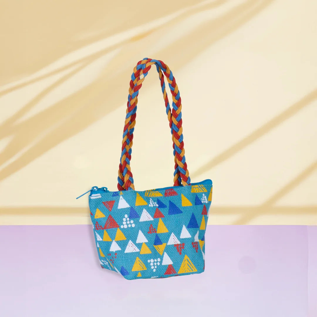 Pyramid Mini Wristlet jute bag(D-lock)