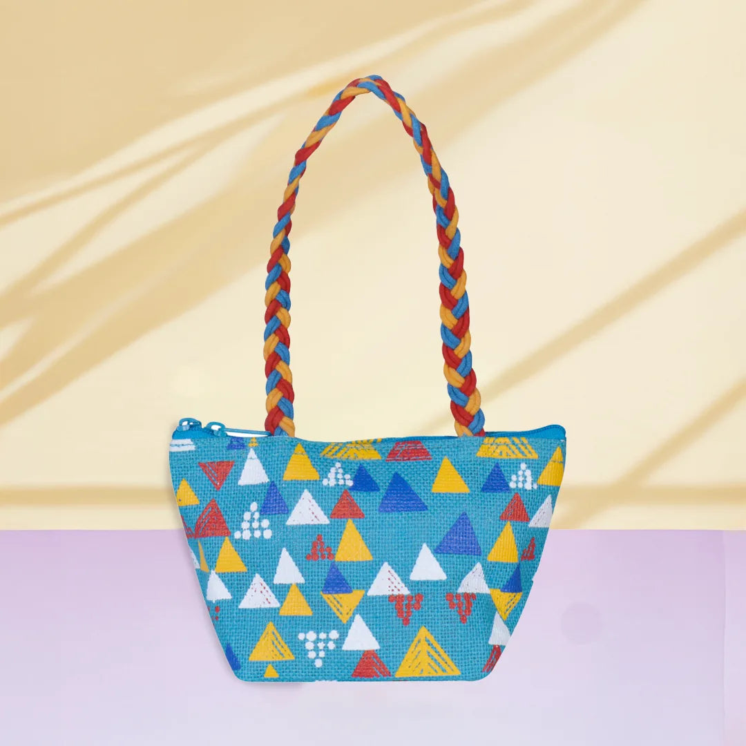Pyramid Mini Wristlet jute bag(D-lock)