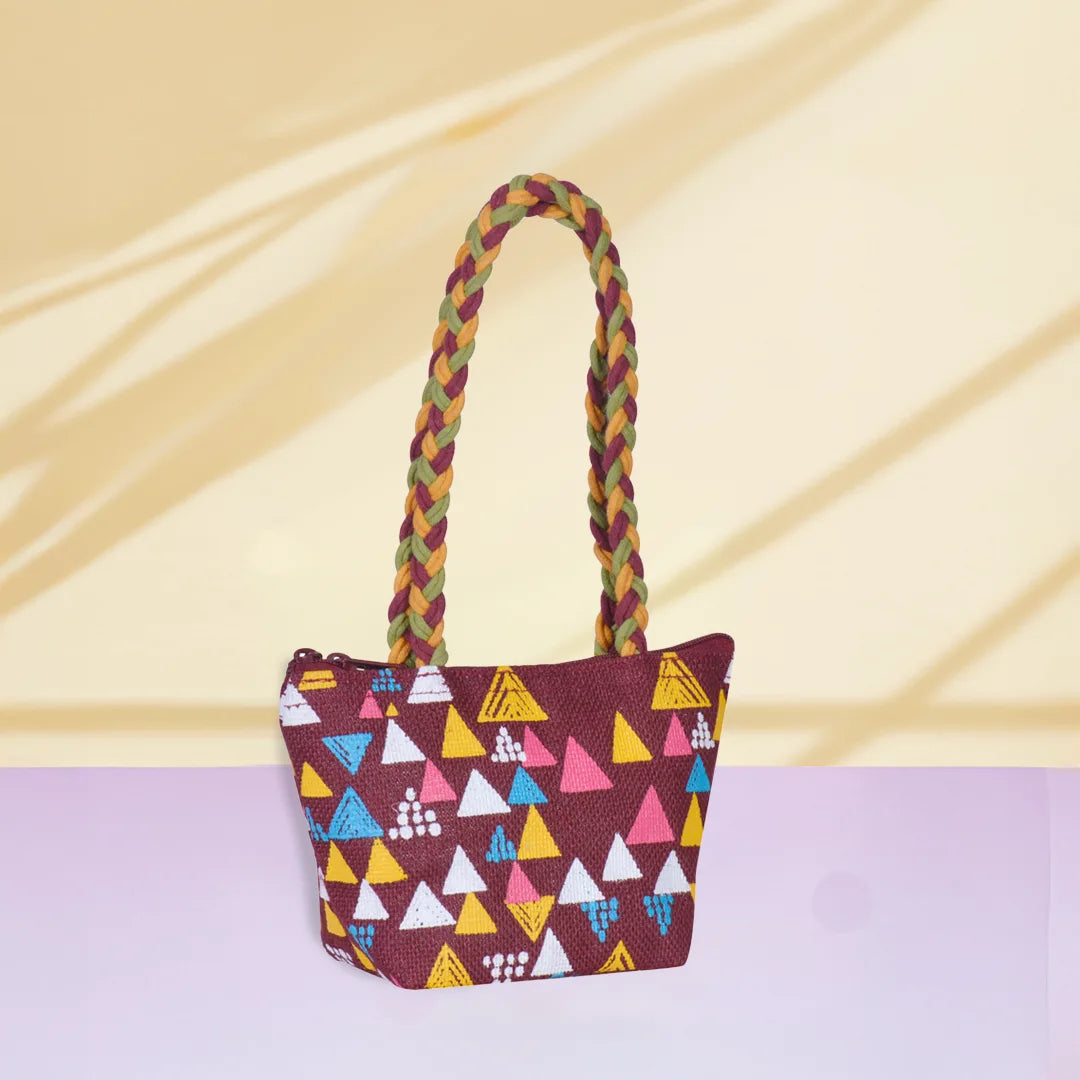Pyramid Mini Wristlet jute bag(D-lock)