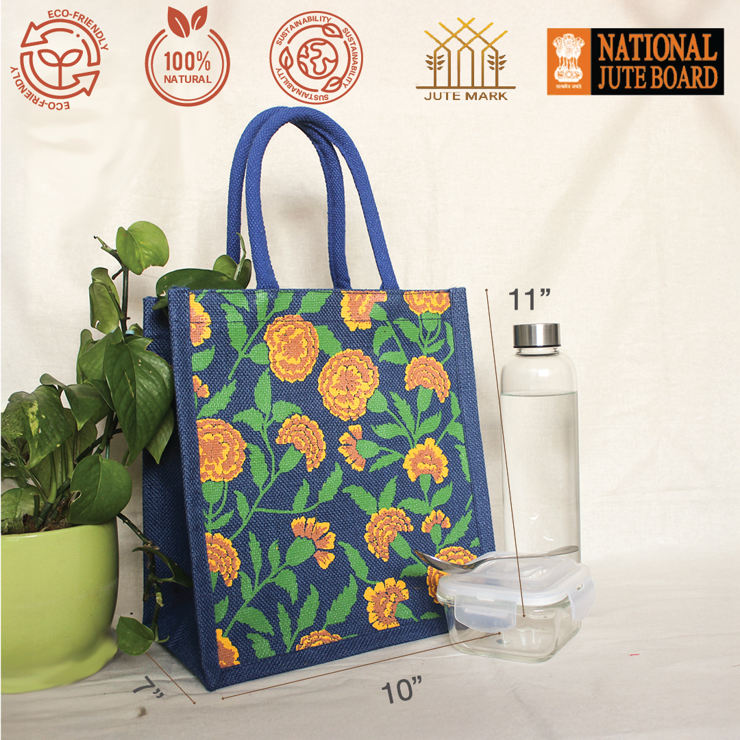 Marigold Blue Zipper Lunch Bag