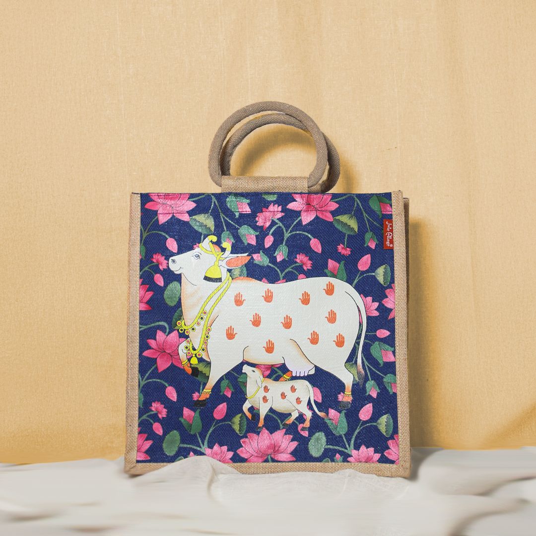Pichwai Cow & Calf shopping bag