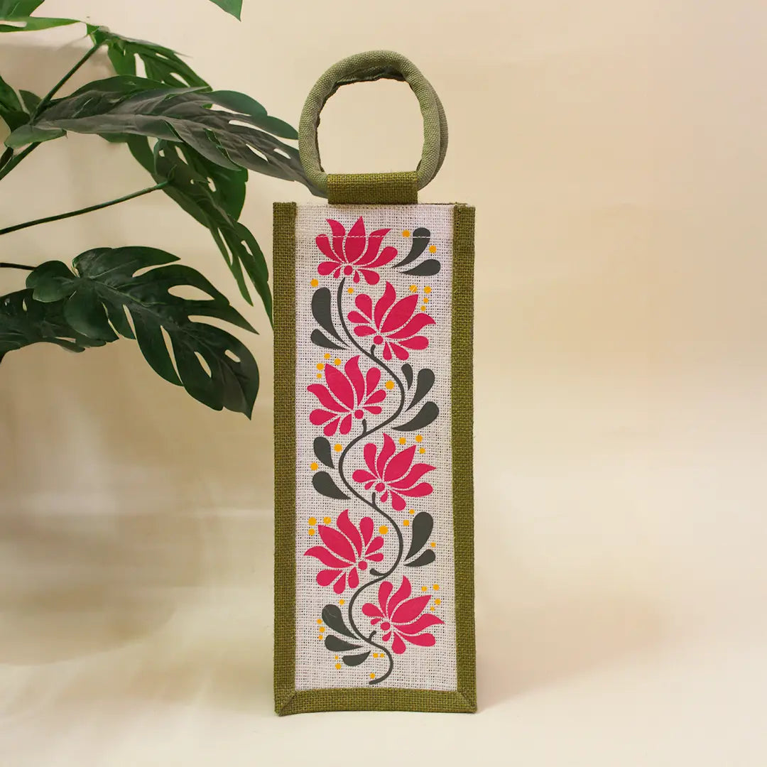 Lotus print Bottle bag