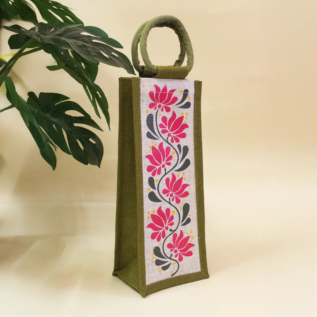 Lotus print Bottle bag