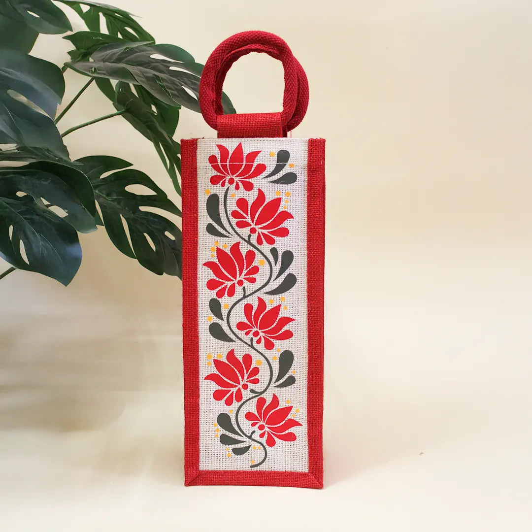 Lotus print Bottle bag